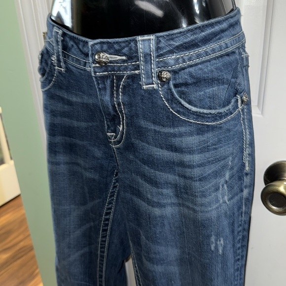 Miss Me Blue Vintage Y2K Denim Boot Cut Crop Low Rise Jeans JP536083v Size 30 - Picture 2 of 14